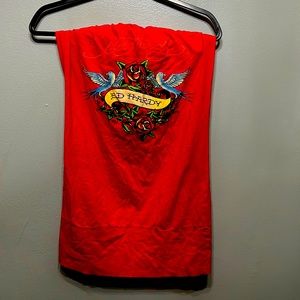 🆕ED HARDY NWT szL RED birds/roses w/built in bra